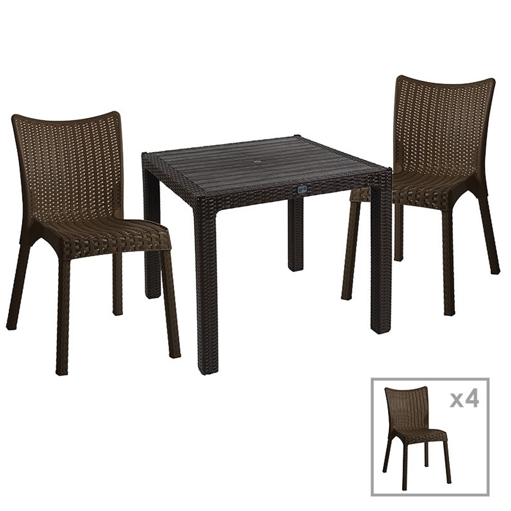 380245-3 380245 3 Σετ Τραπεζαρία Κήπου 5τμχ Explore-Confident Πλαστικό Καφέ