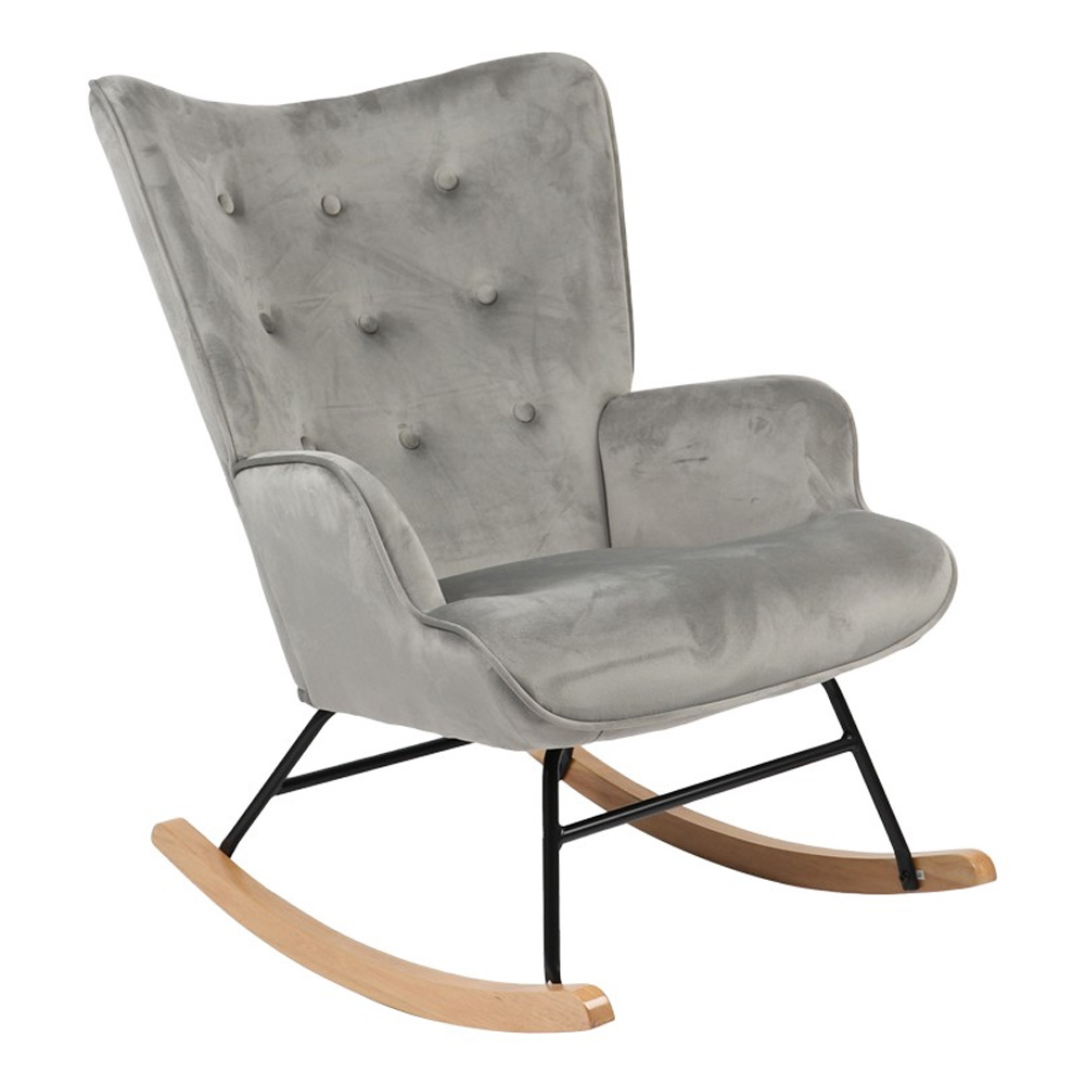 038642-5 038642 5 Κουνιστή Πολυθρόνα Georgia Γκρι Βελούδο-Φυσικό 75x71x95cm Pako